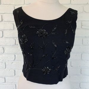 1950’s Cropped Black beaded shell blouse